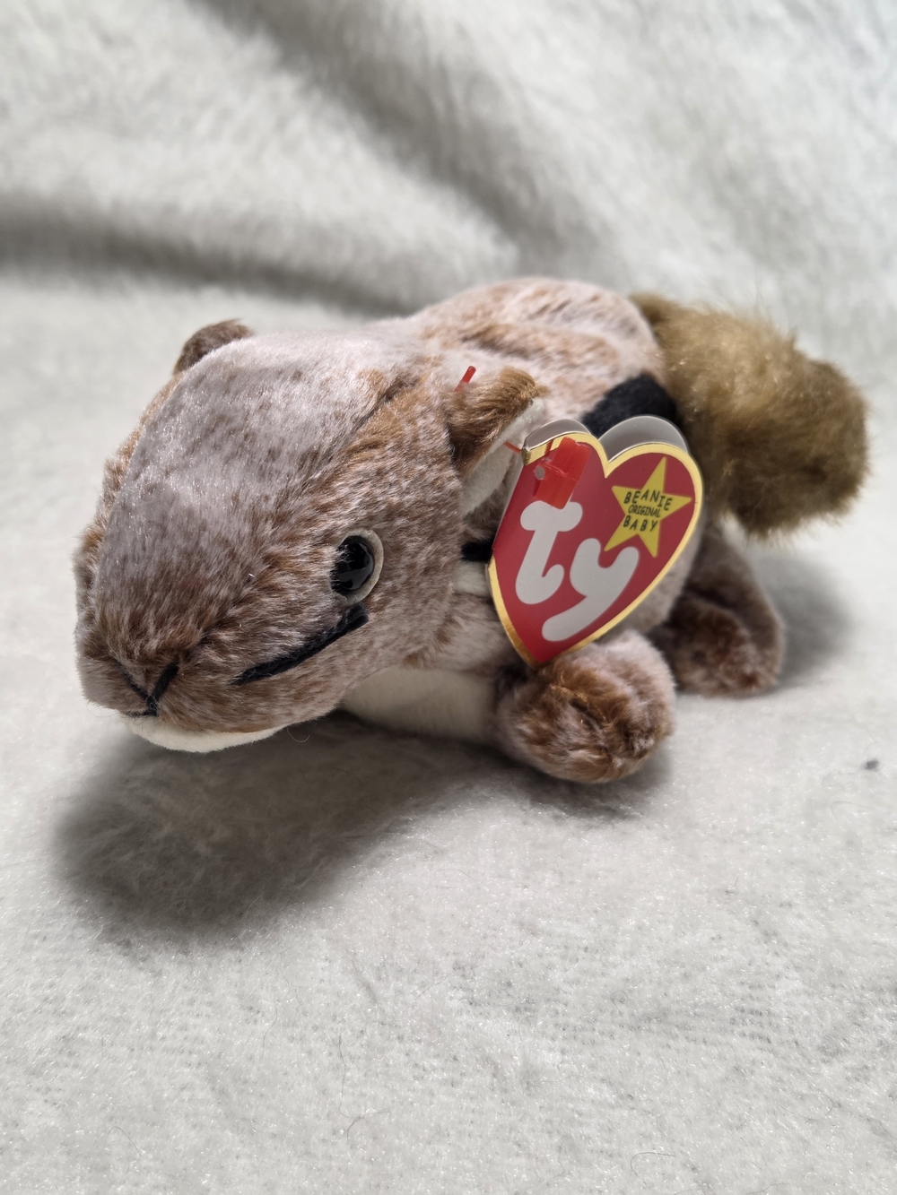 CHIPPER Ty Beanie Babies Chipmunk Brown and Black Stuffed Toy 1999